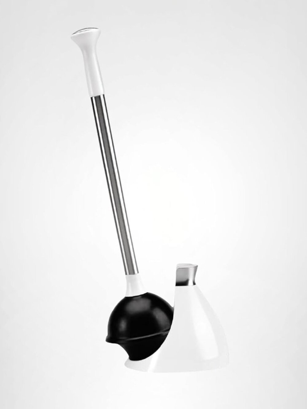 Toilet Plunger with Holder Set, Magnetic Drip-Free Cover, Narrow Flange for Mode